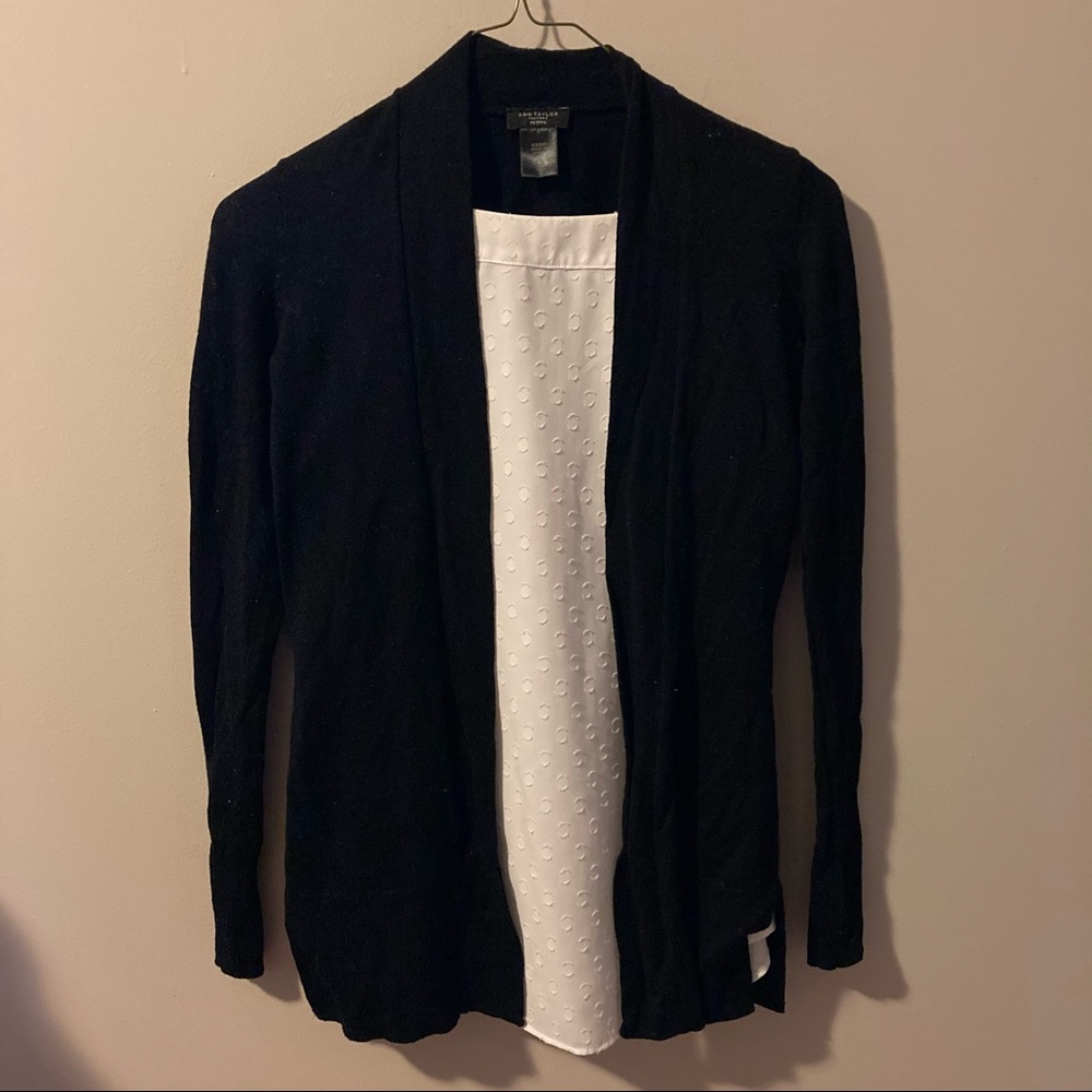 Ann Taylor Wool-Blend Black Cardigan Sweater (P)